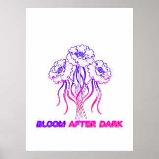 Poster Neon Rosa Floral Abstrato em Flor - Vibrante BoPos