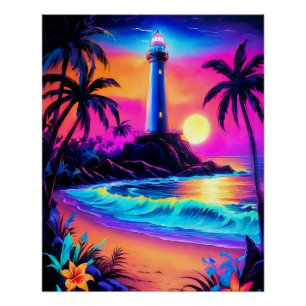 Pôster Neon Seaside Beacon 3