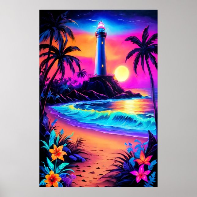 Poster Neon Seaside Beacon 3 (Frente)
