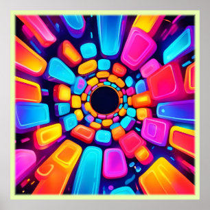 Poster Neon Shapes Abstrato Tunnel Art