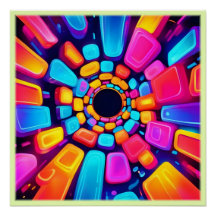 Neon Shapes Abstrato Tunnel Art