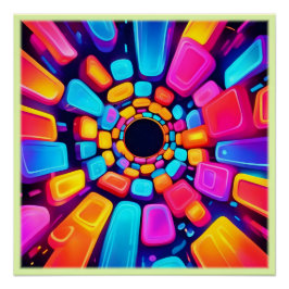 Pôster Neon Shapes Abstrato Tunnel Art