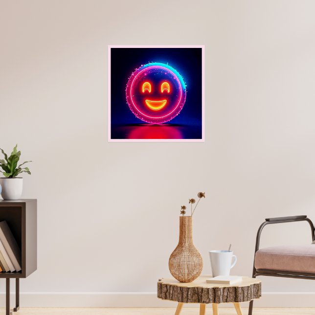 Poster Neon Smile: Bright Happy Glow Design (Sala de Estar 3)