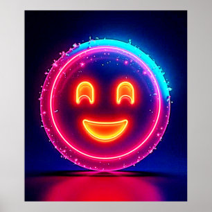 Poster Neon Smile: Desenho de Brilho Feliz e Radiante
