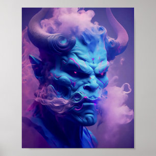 Poster neon Smoon demon alma crânio