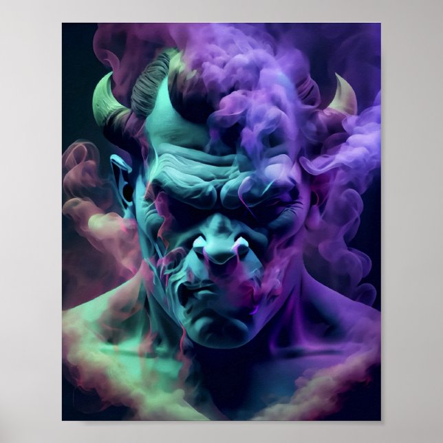 Poster neon Smoon demon alma crânio (Frente)