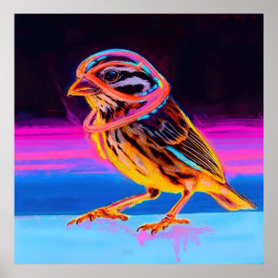 Poster Neon Sparrow com Acentos Brilhantes