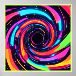 Poster Neon Spiral Abstrato Art Colorida