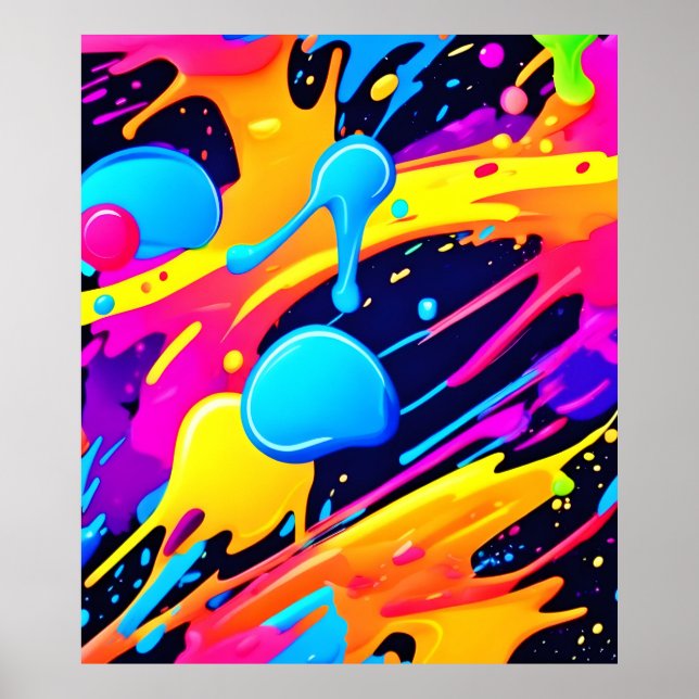 Poster Neon Splatter Paint Art (Frente)
