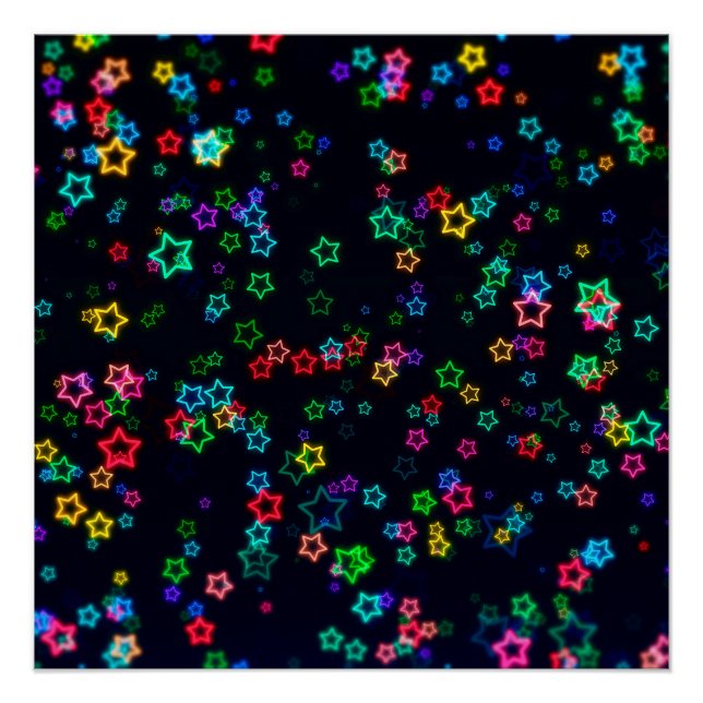 Pôster Neon Star feliz (Frente)