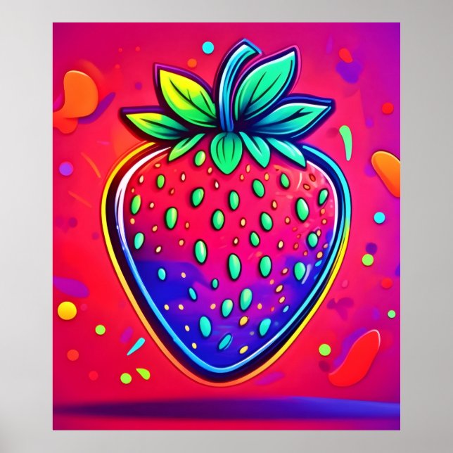 Poster Neon Strawberry Pop (Frente)