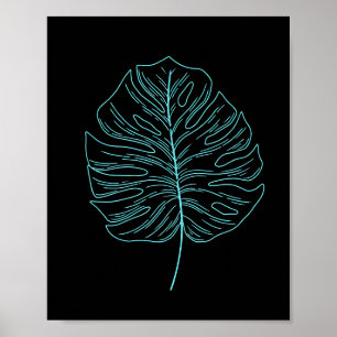 Poster Neon Swiss Cheese Plant Leaf