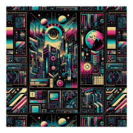 Pôster Neon Tech Odyssey