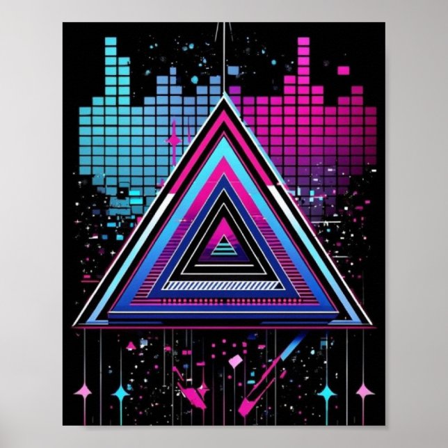 Poster Neon Triangle Abstrato (Frente)
