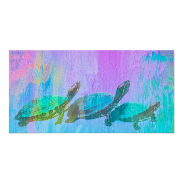 Pôster Neon Turtles Glossy Poster (Frente)