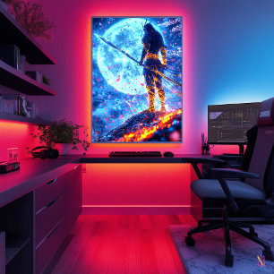 Poster Neon Warlord - Guardião da Lua Azul