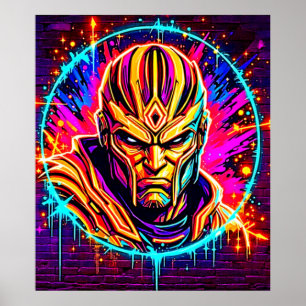 Poster Neon Warrior Power Art