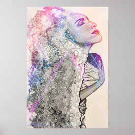 Poster Neon Woman and Child Print