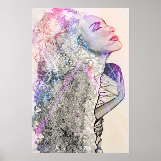 Poster Neon Woman and Child Print (Frente)