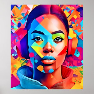 Poster Neon Woman Sonha Arte Digital