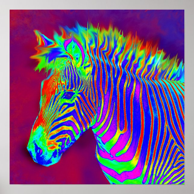 Pôster neon zebra-close (Frente)