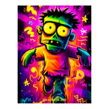 Neon Zombie – Arte Pop Cartoon Monstro de Hallowee