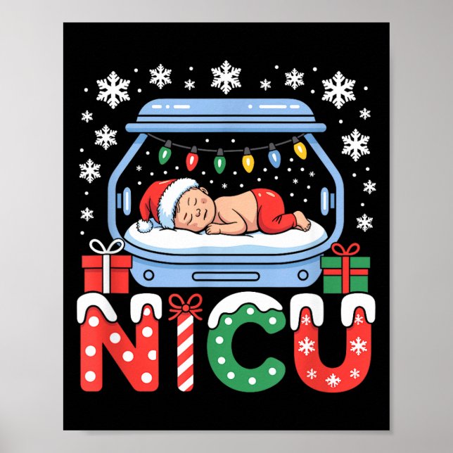 Poster Neonatal Intensive Care Unit Xmas Funny Nicu Nurse (Frente)