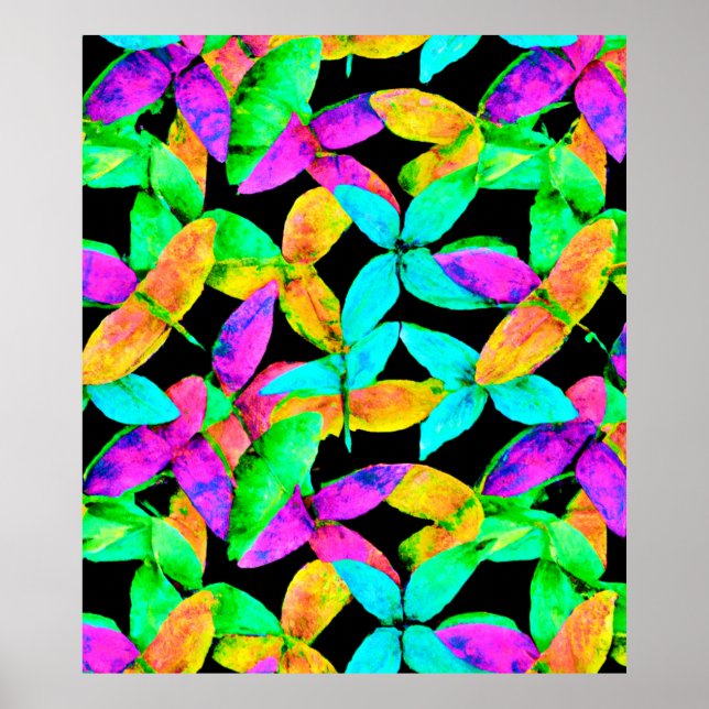 Poster Neonscape Leaf Pattern (Frente)
