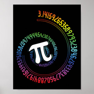 Poster Nerd Espiral Arco-Íris, Geek Matemático, Dia Pi