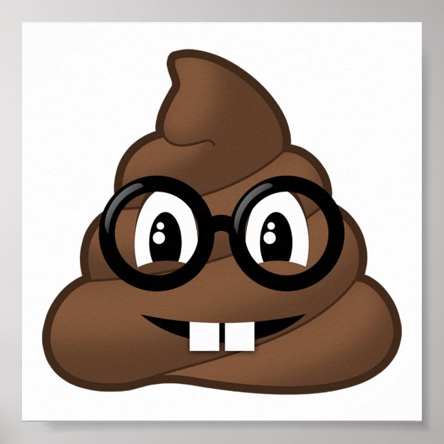 Pôster Nerd Óculos Poop Emoji (Frente)