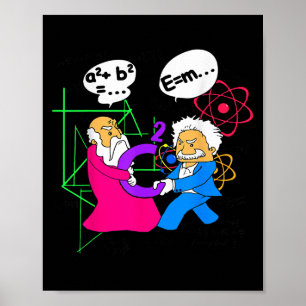 Poster Nerdy Engraçado Pitágoras Lutando Sobre C Mat Quad
