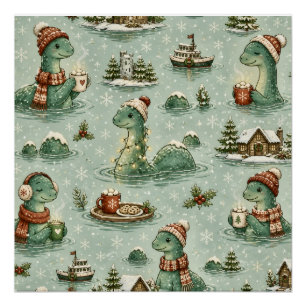 Pôster Nessie do Natal Monstro do Lago Ness Aconchegante 