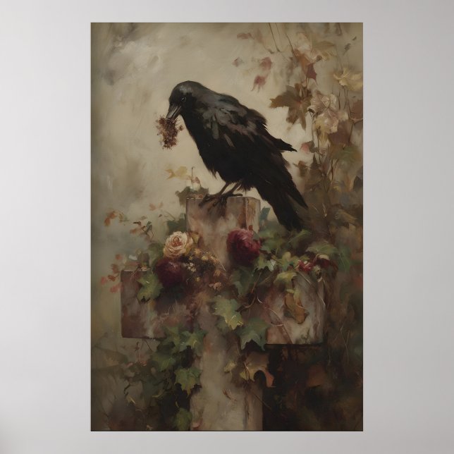 Poster Nestkeeper of the Ivy Cross Gothic Raven Art Print (Frente)