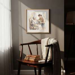 Poster Neta Trazendo Flores para a Pintura da Vovó