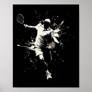Poster Netday Court Game Paint Splash Dminton Player