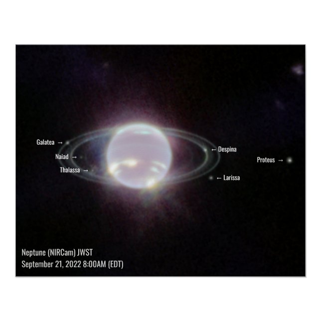 Pôster Netuno NIRCam Labeled Photo James Webb Telescope (Frente)
