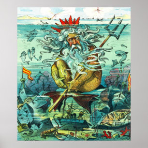 Poster Netuno sentado entre os destroços soltos