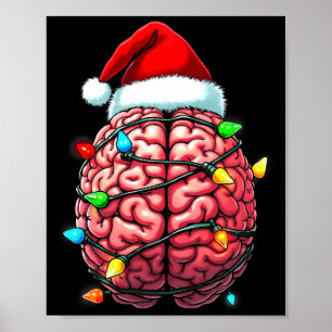 Poster Neuro Enfermeira Natal Chapéu de Papai Noel Neurol