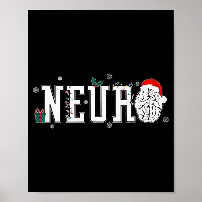 Poster Neuro Nurse Brain Santa Hat Neuroscience Nursing C (Frente)