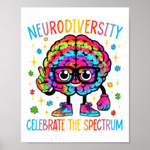 Poster Neurodiversidade Cérebro Autismo Sensibilização e 