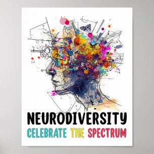 Poster Neurodiversidade Cérebro Autismo Sensibilização e
