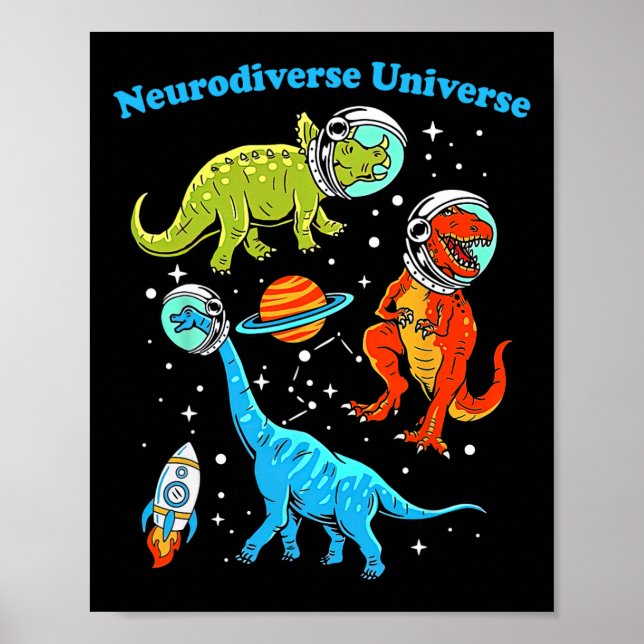 Poster Neurodiversificado Espaço dos Dinossauros Universo (Frente)