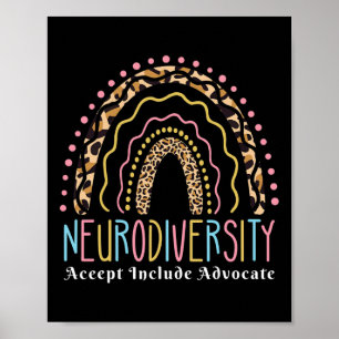 Poster Neurodiversity Rainbow Accept Advocate Autismo Do