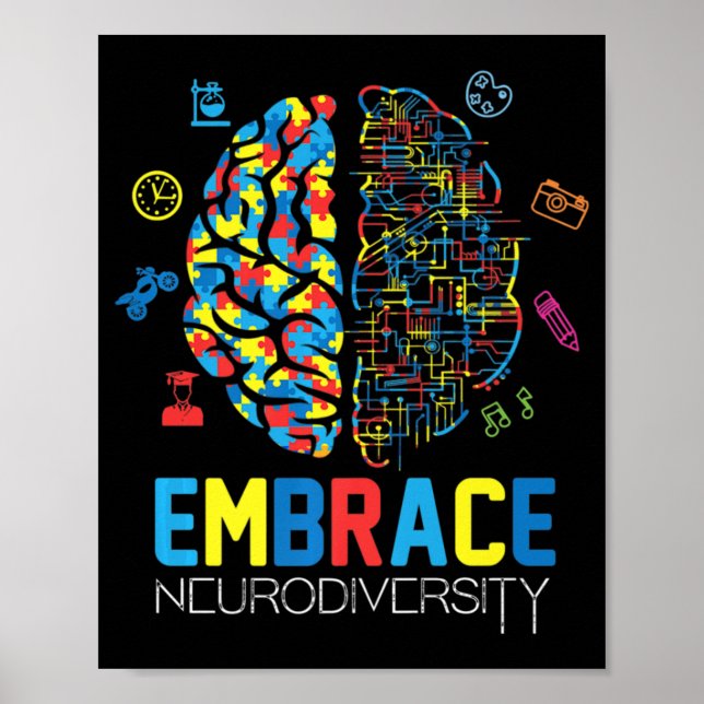 Poster Neurodiversity Shirt Embriagem com o Autismo ADHD (Frente)