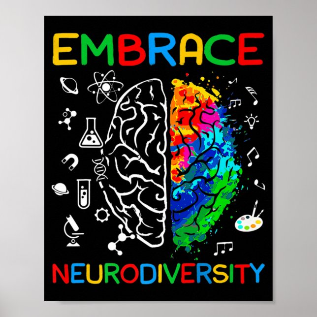 Poster Neurodiversity Shirt Embriagem com o Autismo ADHD (Frente)