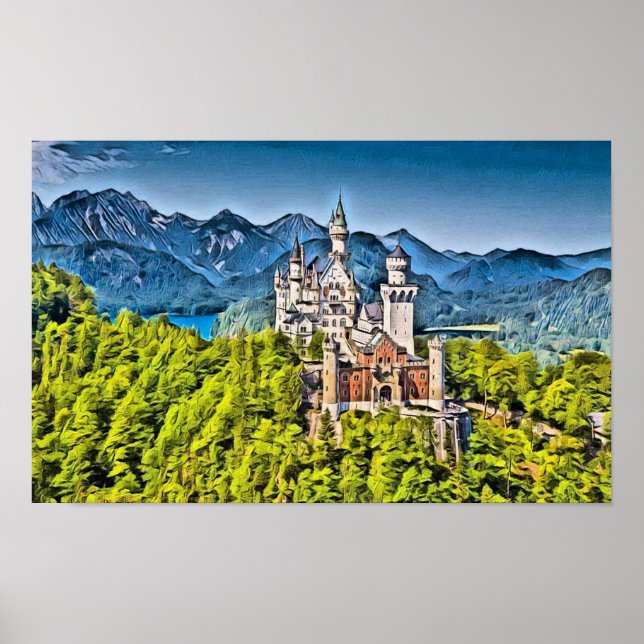 Poster Neuschwanstein Castle Bavaria Alemanha (Frente)