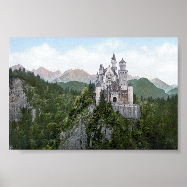 Pôster Neuschwanstein Castle Lithograph (Frente)