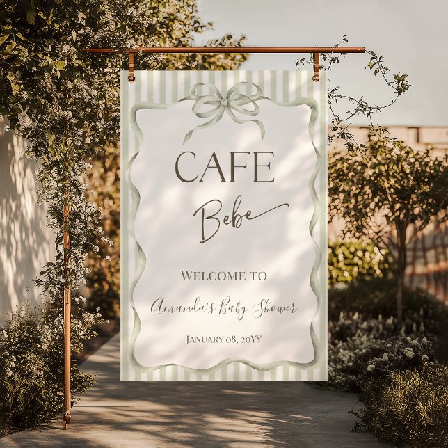 Poster Neutral Bow Cafe Bebe Coffee Baby Shower Welcome (Criador carregado)