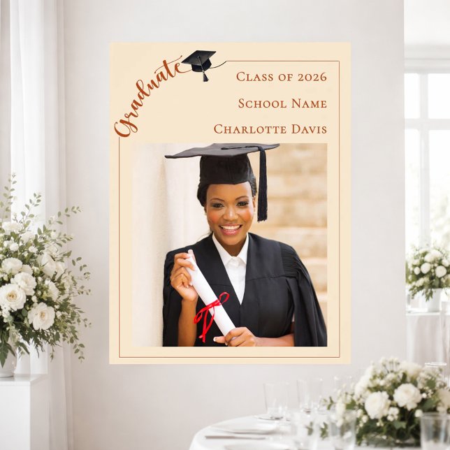 Poster Neutral champagne photo modern Graduate welcome (Criador carregado)
