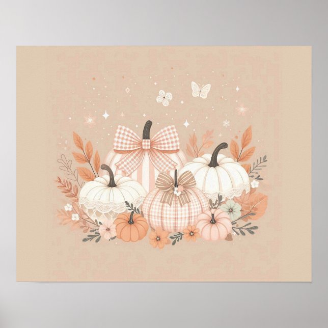 Poster Neutral Fall Pumpkin Wall Art (Frente)